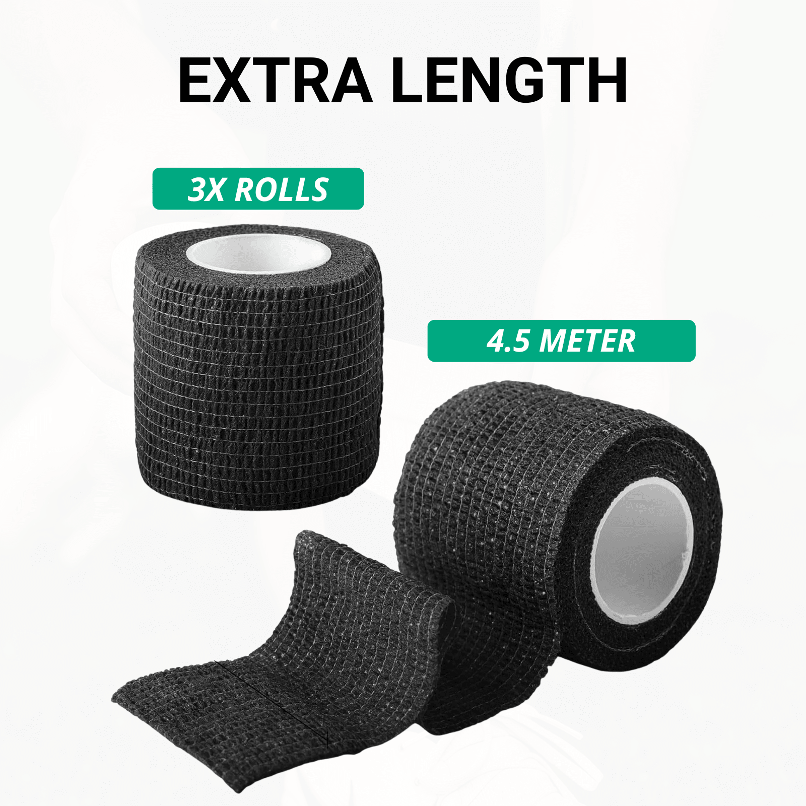 Prostec voetbaltape: 3 zwarte rollen van 4.5 meter, extra lengte zelfklevende voetbalaccessoires